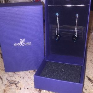 Swarovski Crystal Nectar blue heart earrings